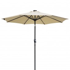 Yescom 9' Patio Umbrella with 32 Solar LEDs Light 8 Ribs Crank Tilt UV30+ Outdoor Deck Beach Cafe Garden Red/Green/Chocolate/Beige Opt(Pack of 1/2/4)   